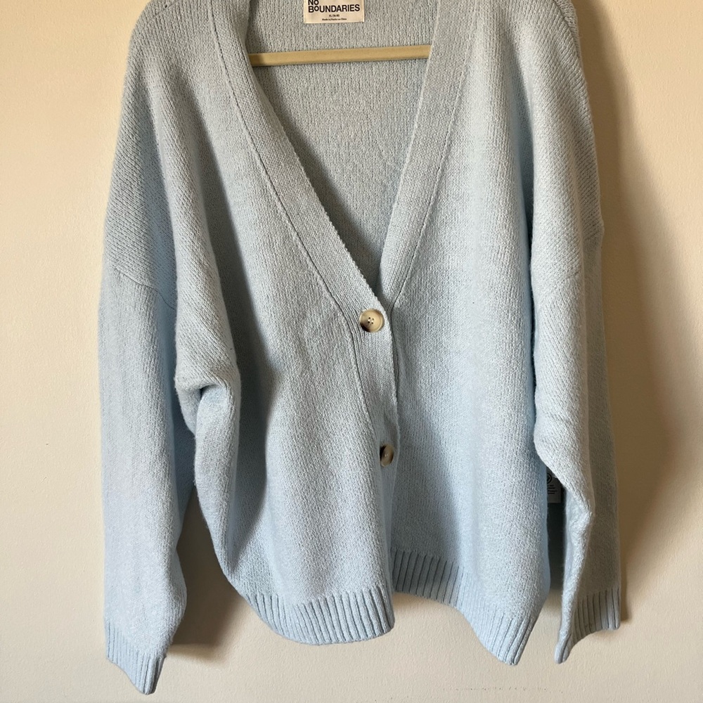 No Boundaries Light Blue Women's Cardigan